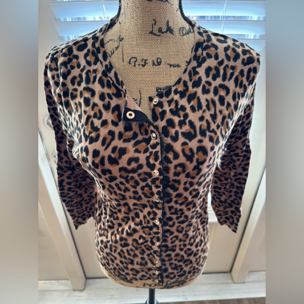 White House Black Market Leopard Cardigan